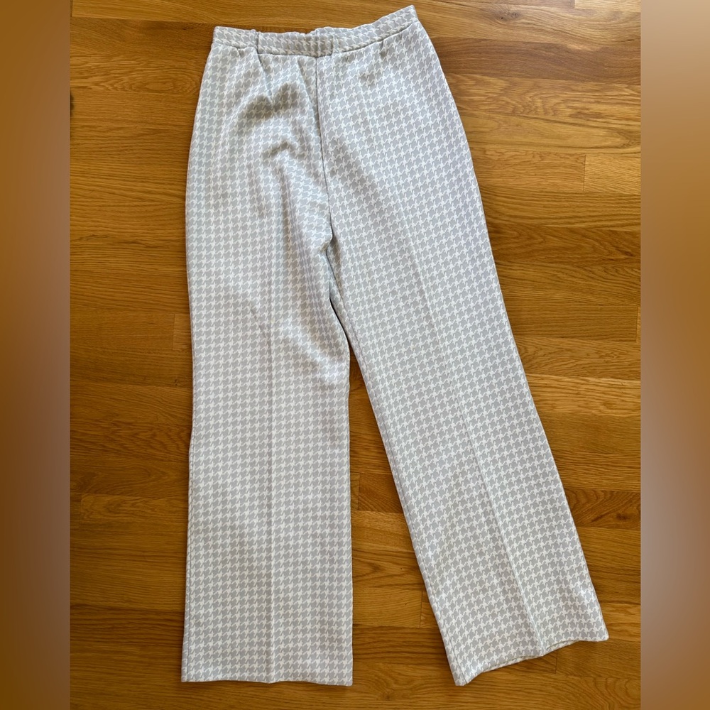 70s Wide Leg Pants Russ White and Gray Houndstooth Pants
